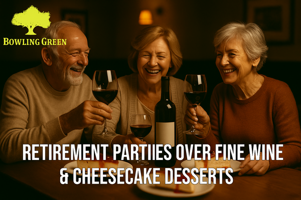 Retirement Parties Over Fine Wine & Cheesecake Desserts